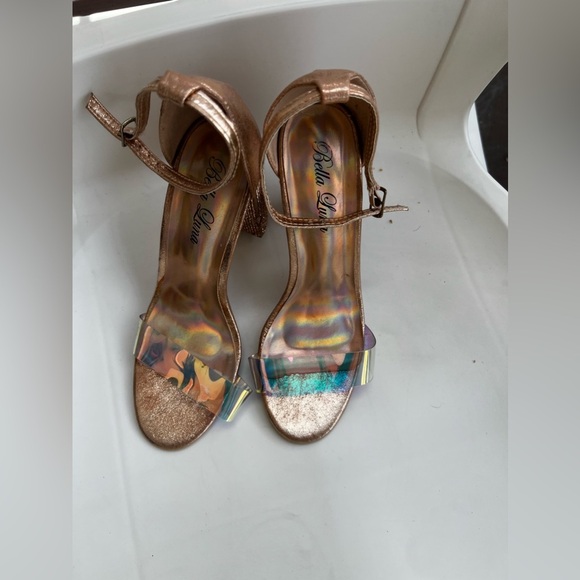 Bella Luna STAN Nude Champagne Bright Rhinestone Chunky Platform Mary Jane Heels - Picture 2 of 16